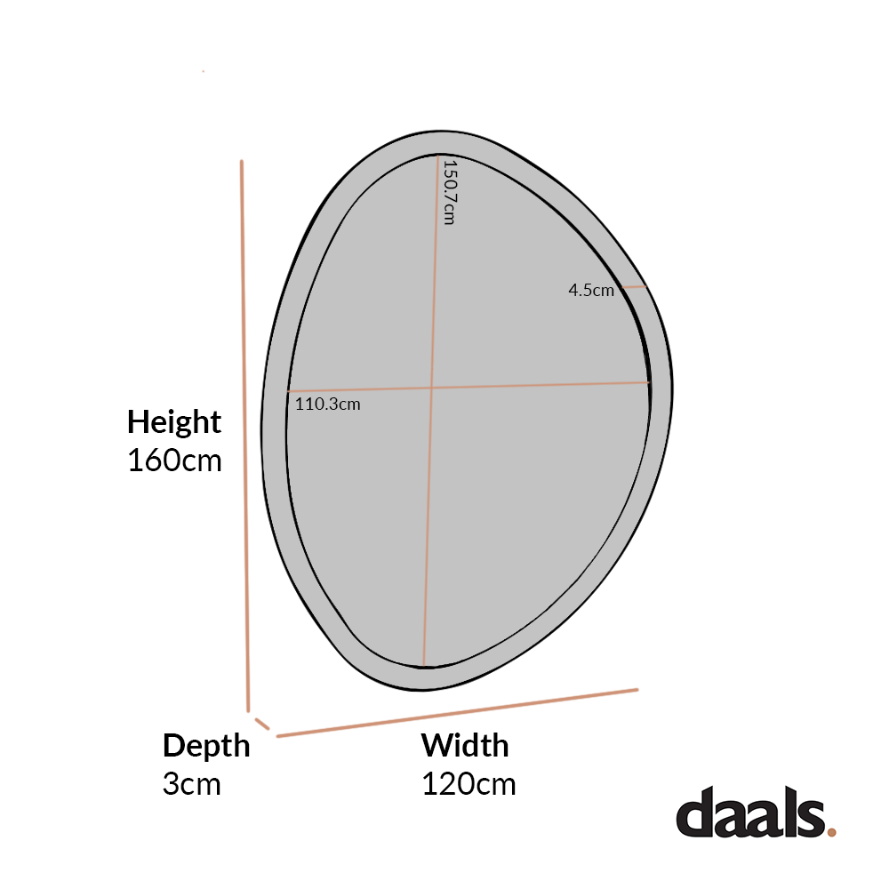 Edo Irregular Pebble Large Wooden Mirror 160 x 120 cm, Walnut