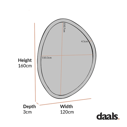 Edo Irregular Pebble Large Wooden Mirror 160 x 120 cm, Washed White