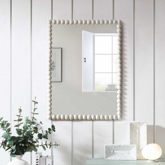 Luna Rectangular Bobbin Wall Mirror 80 x 60 cm, Washed White