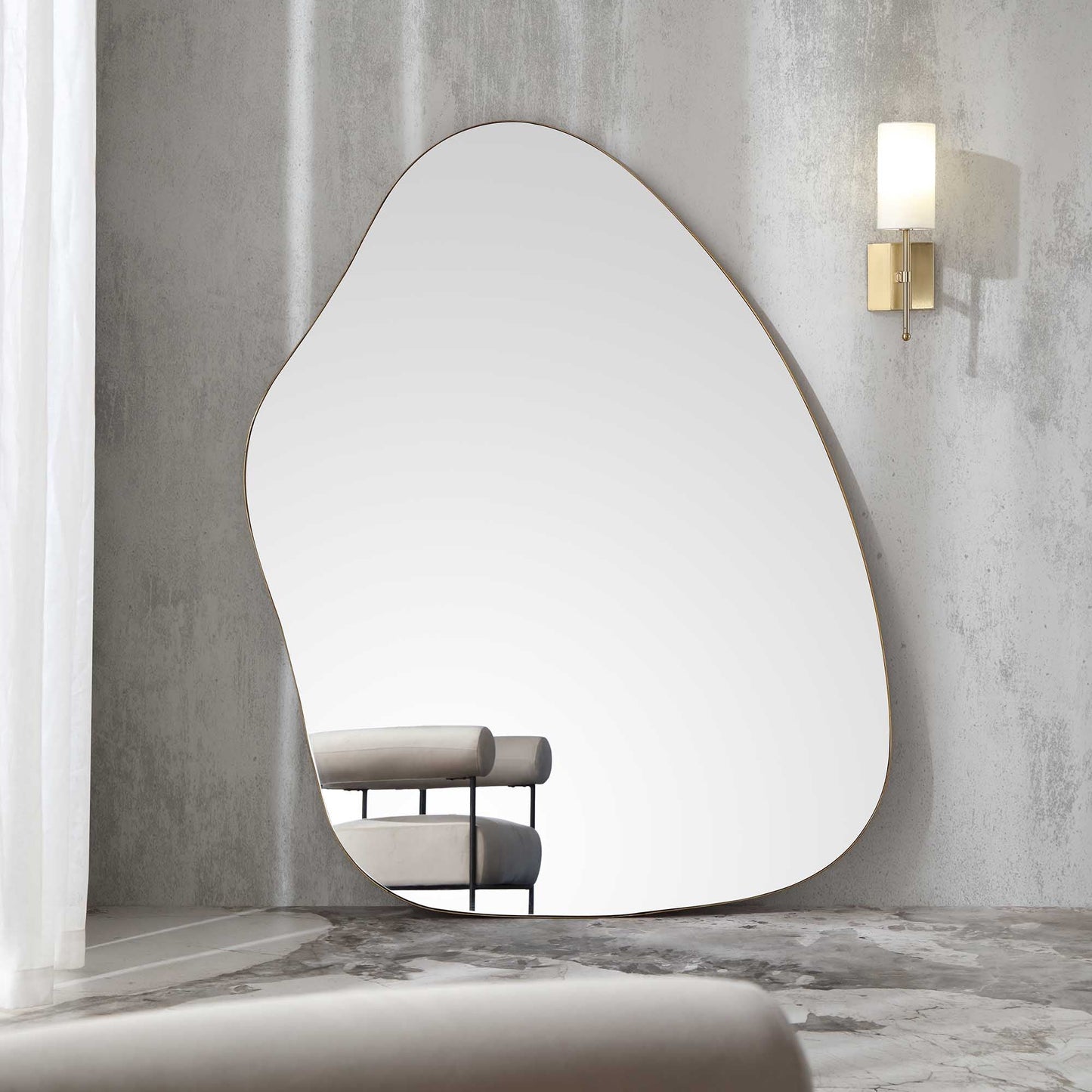 Pavia Irregular Shaped Extra Large Full Length Mirror 160 x 115 cm, Antique Gold