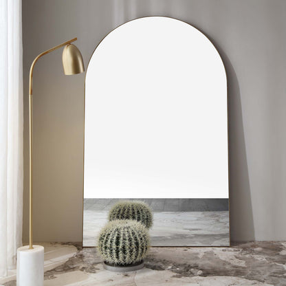 Eden Arched Full Length Metal Frame Mirror 180 x 110 cm, Antique Gold Effect