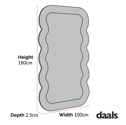 Venus Full Length Wave Mirror 180 x 100 cm, Sage Green