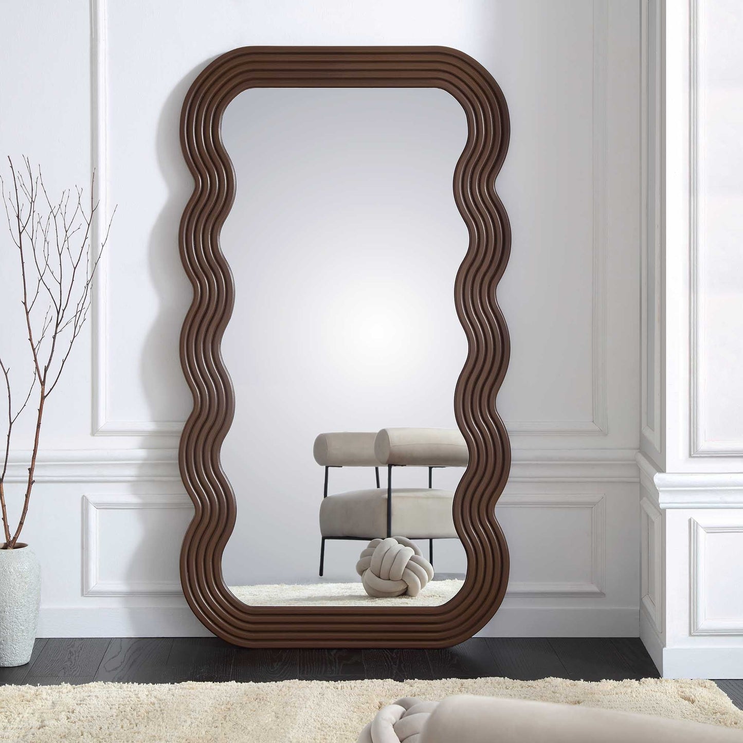 Venus Full Length Wave Mirror 180 x 100 cm, Walnut