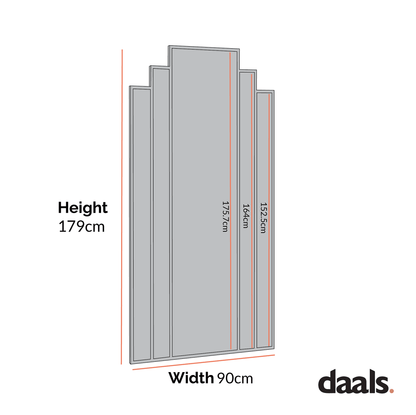 Sonia Black Metal Frame Art Deco Full Length Floor Mirror 179 x 90 cm