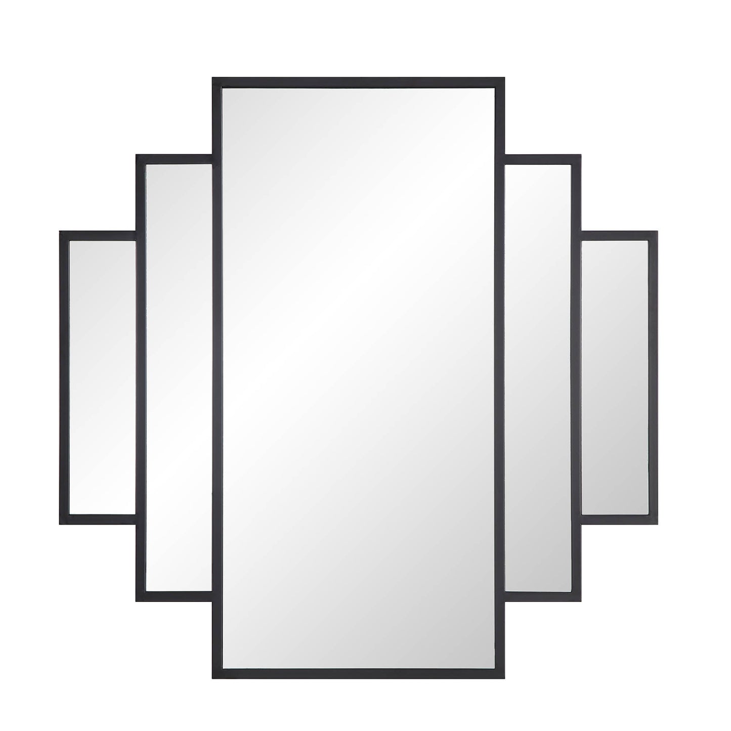 Sonia Black Metal Frame Art Deco Square Wall Mirror 90 x 90 cm