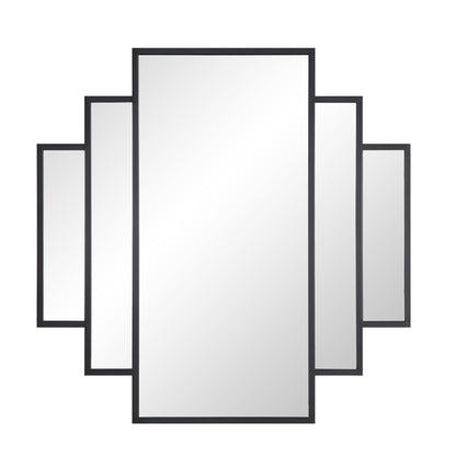 Sonia Black Metal Frame Art Deco Square Wall Mirror 90 x 90 cm