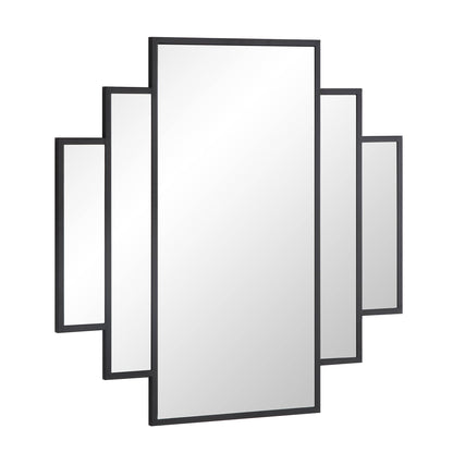 Sonia Black Metal Frame Art Deco Square Wall Mirror 90 x 90 cm