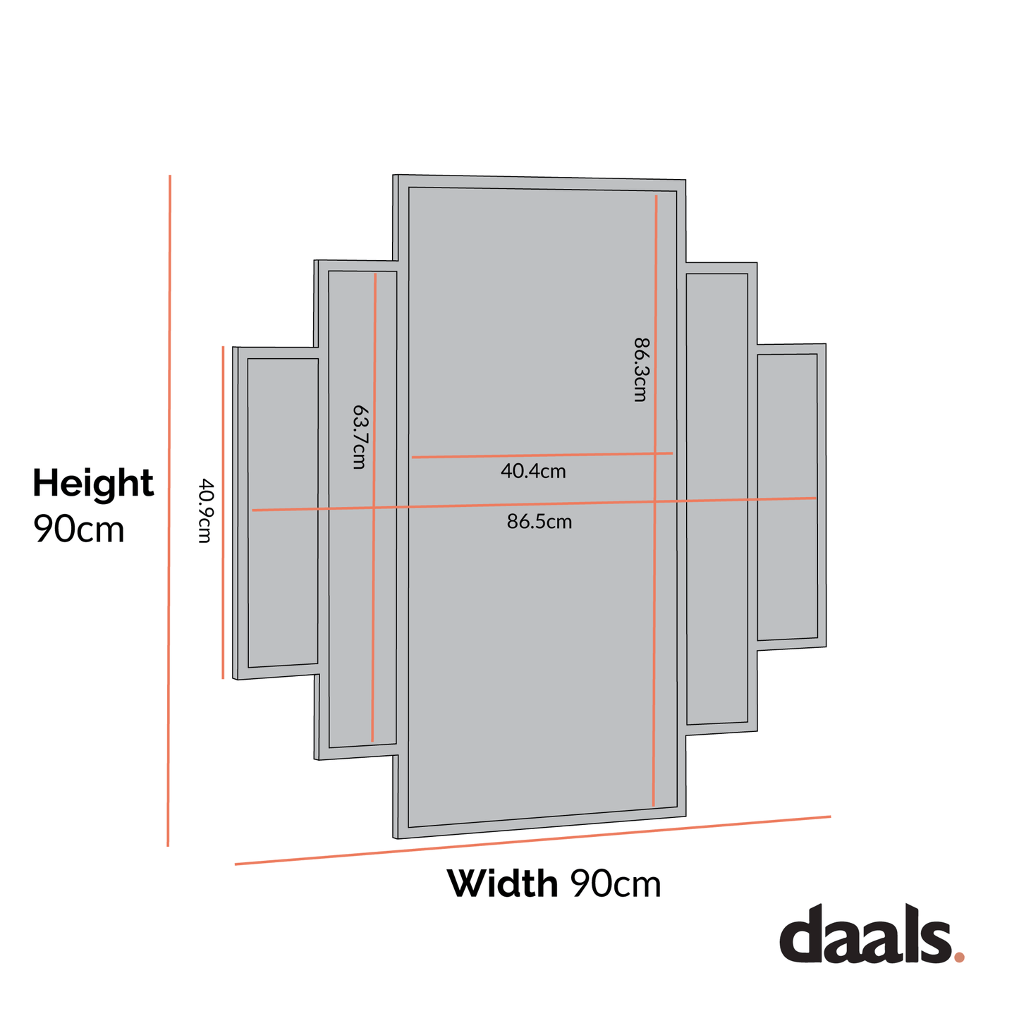 Sonia Black Metal Frame Art Deco Square Wall Mirror 90 x 90 cm