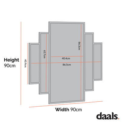 Sonia Black Metal Frame Art Deco Square Wall Mirror 90 x 90 cm