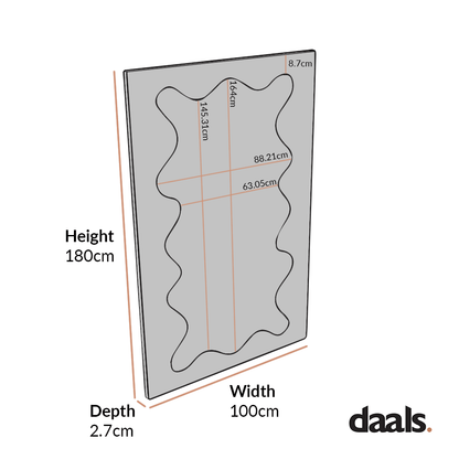 Destin Wave Mirror 180 x 100 cm, Taupe Gloss