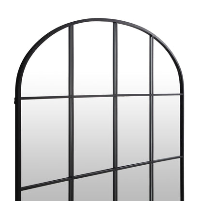 Portobello Arched Full Length Metal Frame Window Mirror 180 x 140 cm, Black