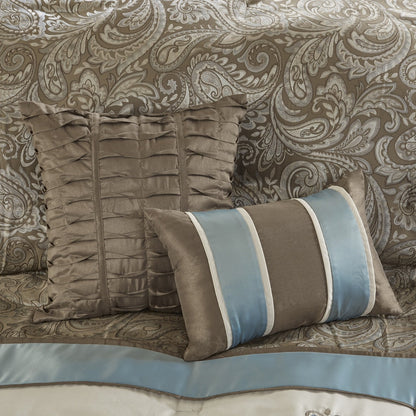 Madison Park Lorraine Blue Jacquard 7-Piece Comforter Set
