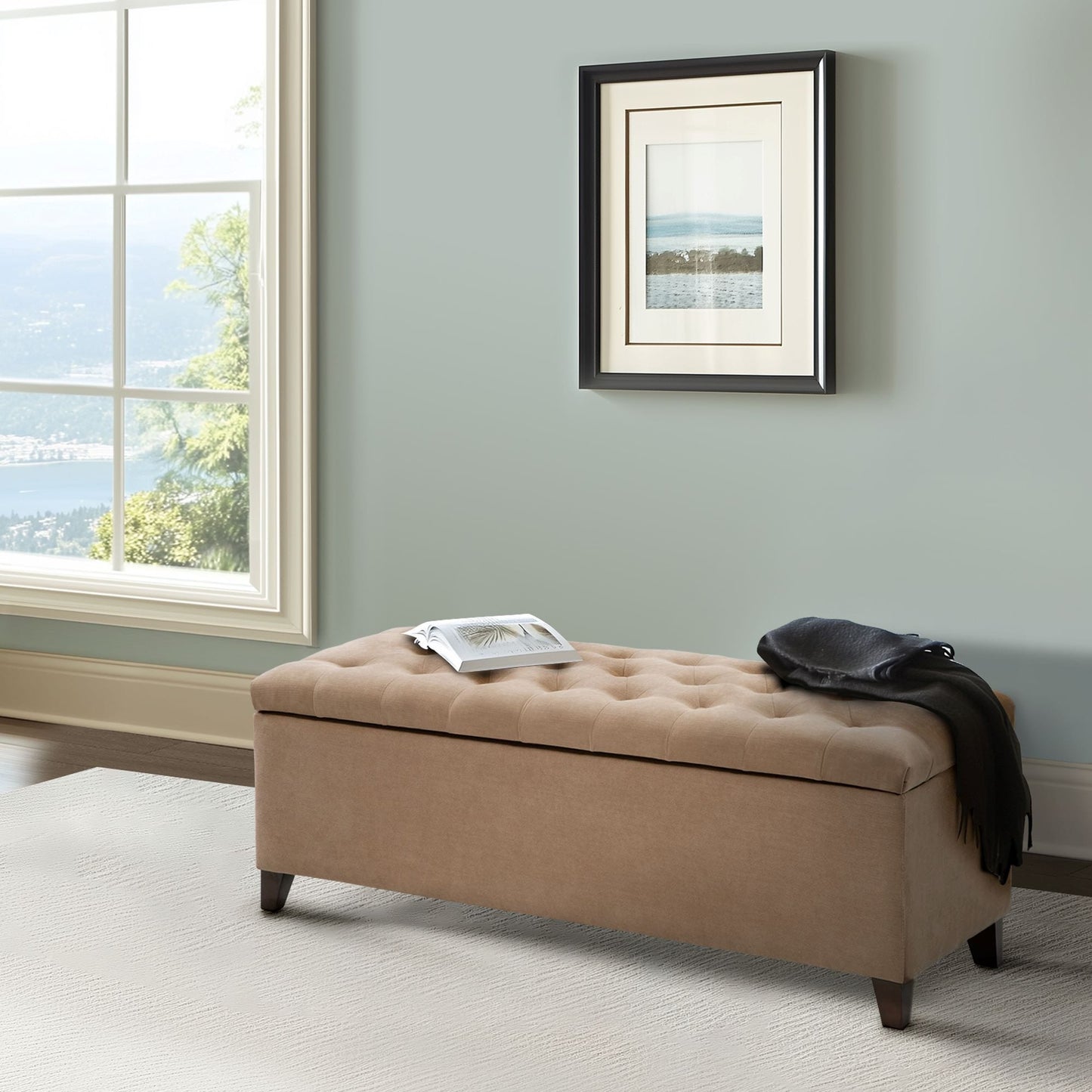 Madison Park Sasha Tufted Top Upholstered Storage Bench