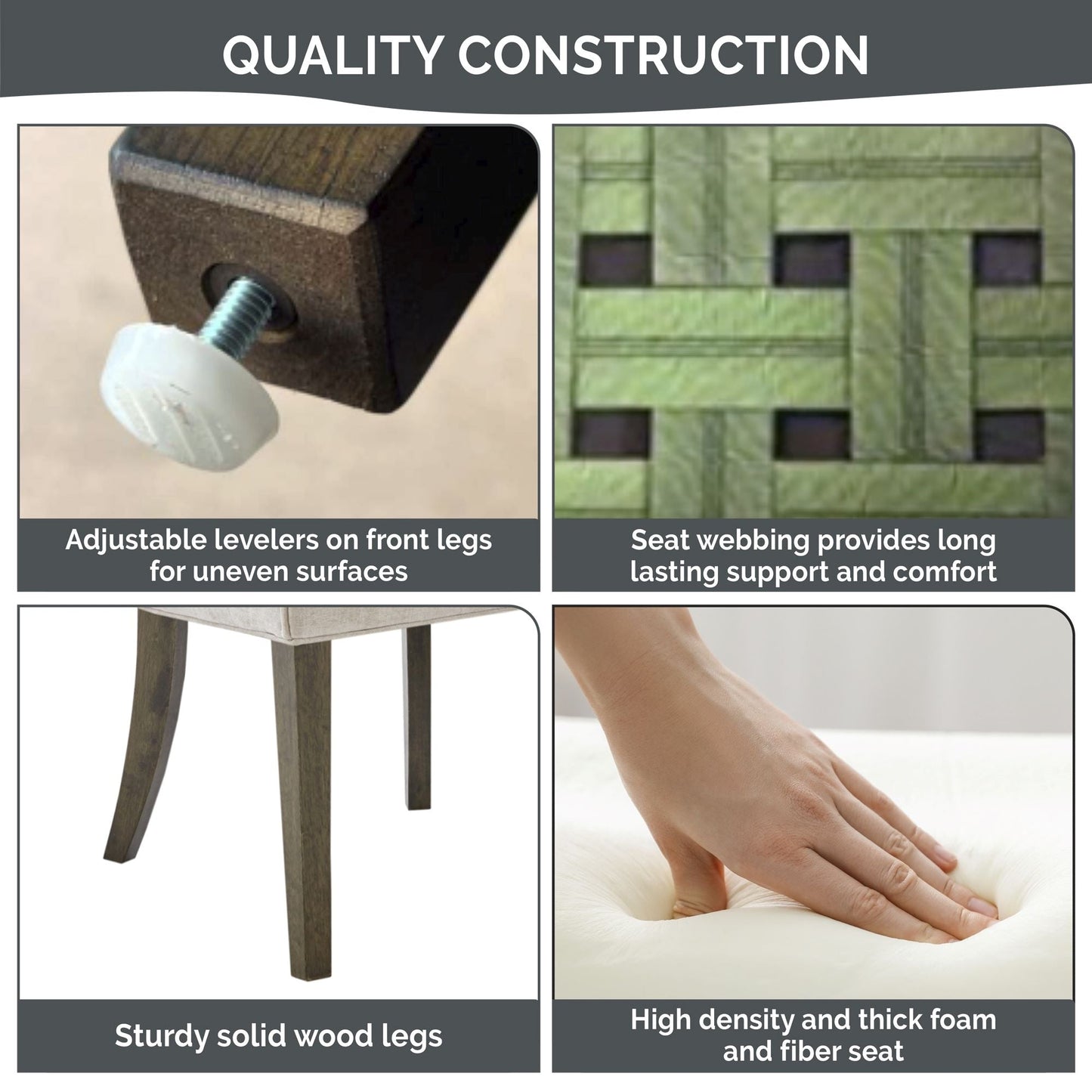 Madison Park Signature Ultra Upholstered Dining Side Chairs With Wood Legs (Set of 2) - N/A