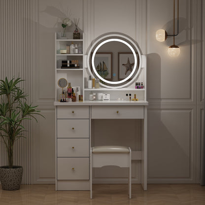 Makeup Vanity Dressing Table Set With Touch Screen Mirror & Stool