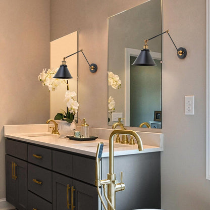 Malryn Set of 2 Modern Adjustable Swing Arm Lights Plug-in/Hardwired Wall Sconces