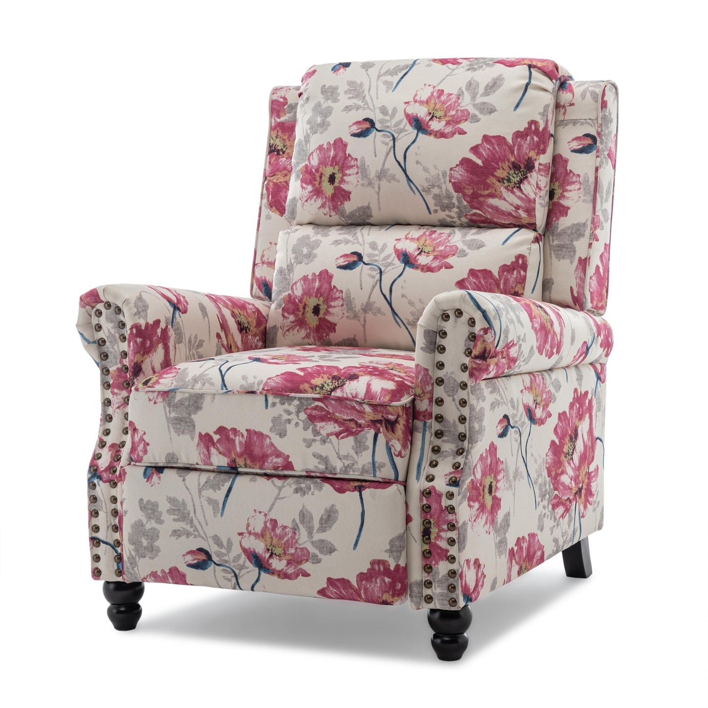 Manual Pushback Recliner Chairs with Nailhead Trim