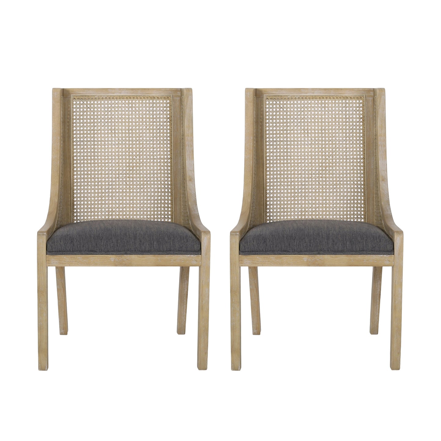 Maurers Cane and Wood Upholstered Dining Chairs (Set of 2) by Christopher Knight Home