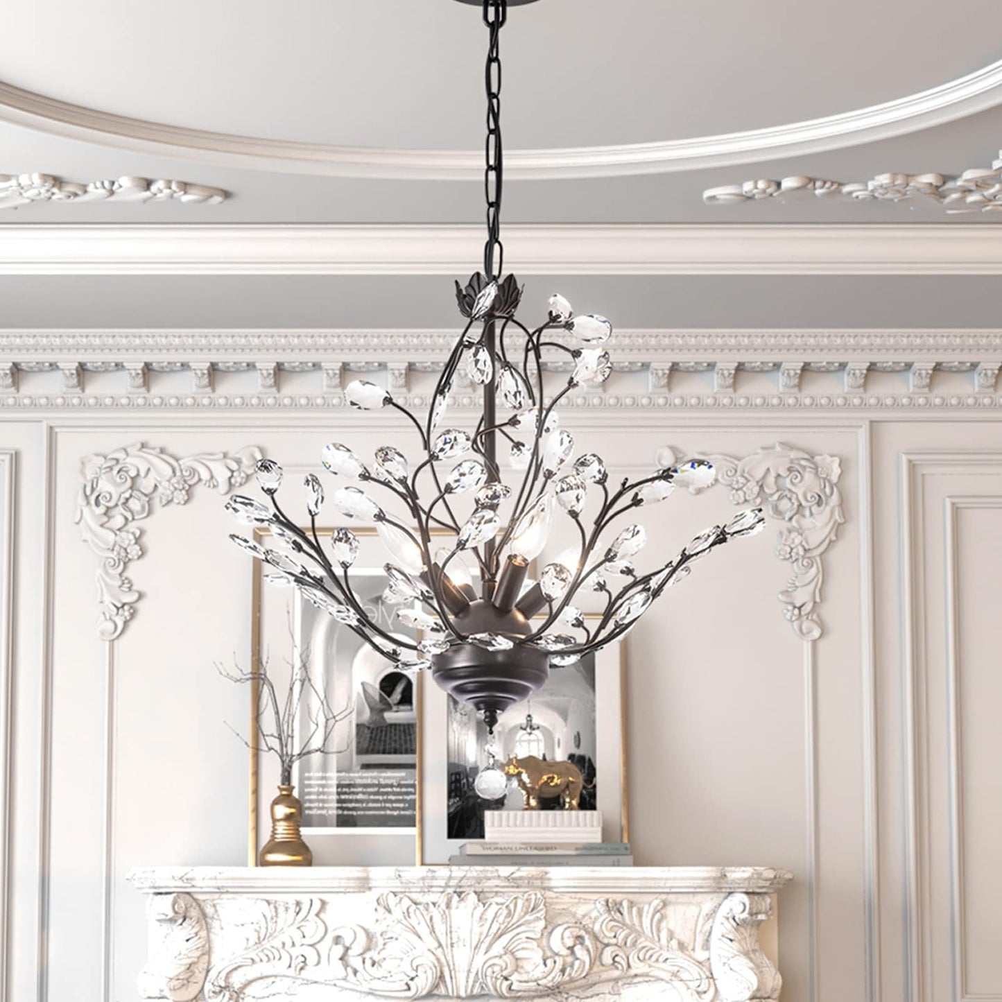Maxax 4 - Light Unique Classic / Traditional Chandelier with Crystal Accents