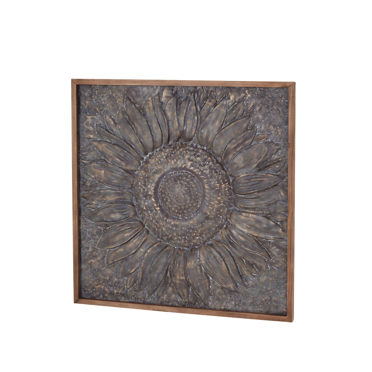 Metal Floral Sunflower Wall Decor with Embossed Details - Gray - Roche River Decor