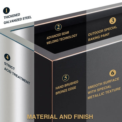 Metallic Heavy Planter for Outdoor Plants, 38Lx10Wx30H Inches Tall and Long Metal Divider Planter Box - 38x30x10