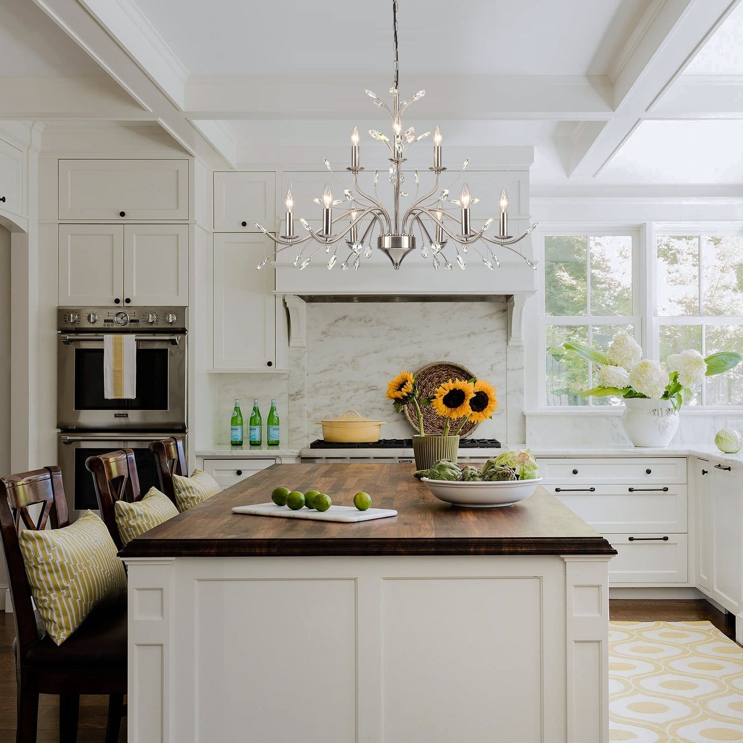 Farmhouse Retro Tree Branch Crystal Chandelier Candle-Style Pendant Light