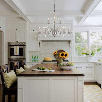 Farmhouse Retro Tree Branch Crystal Chandelier Candle-Style Pendant Light