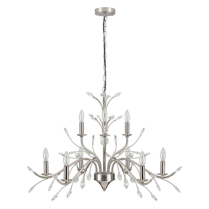 Farmhouse Retro Tree Branch Crystal Chandelier Candle-Style Pendant Light
