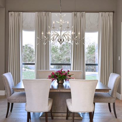 Farmhouse Retro Tree Branch Crystal Chandelier Candle-Style Pendant Light