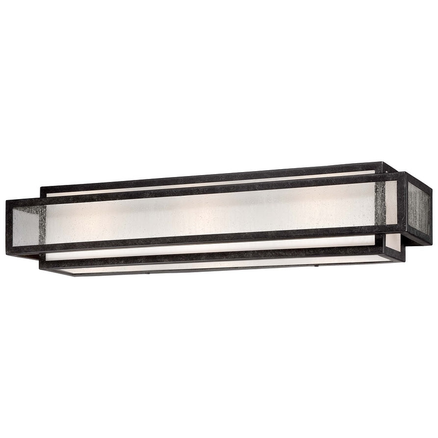 Lavery Camden Square Aged Charcoal & Seeded Glass 3 Light Bath Bar