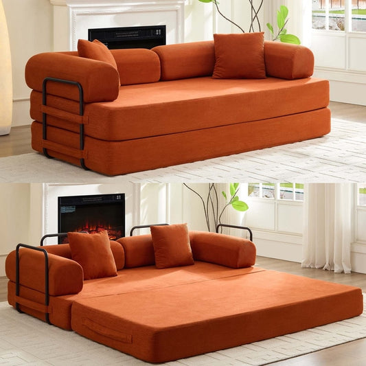 Mixoy Convertible Pull Out Sleeper Sofa Bed with Movable armrest,Folding Mattress Couch,Removable Washable Floor Sofa Bed