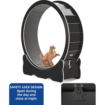 Moasis 43.3 inch Wood Large Cat Treadmill Exercise Running Wheel with Carpeted Runway