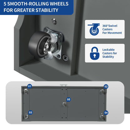 Moasis 53-inch Rolling Kitchen Island Storage Cabinet Portable Mobile Kitchen Cart
