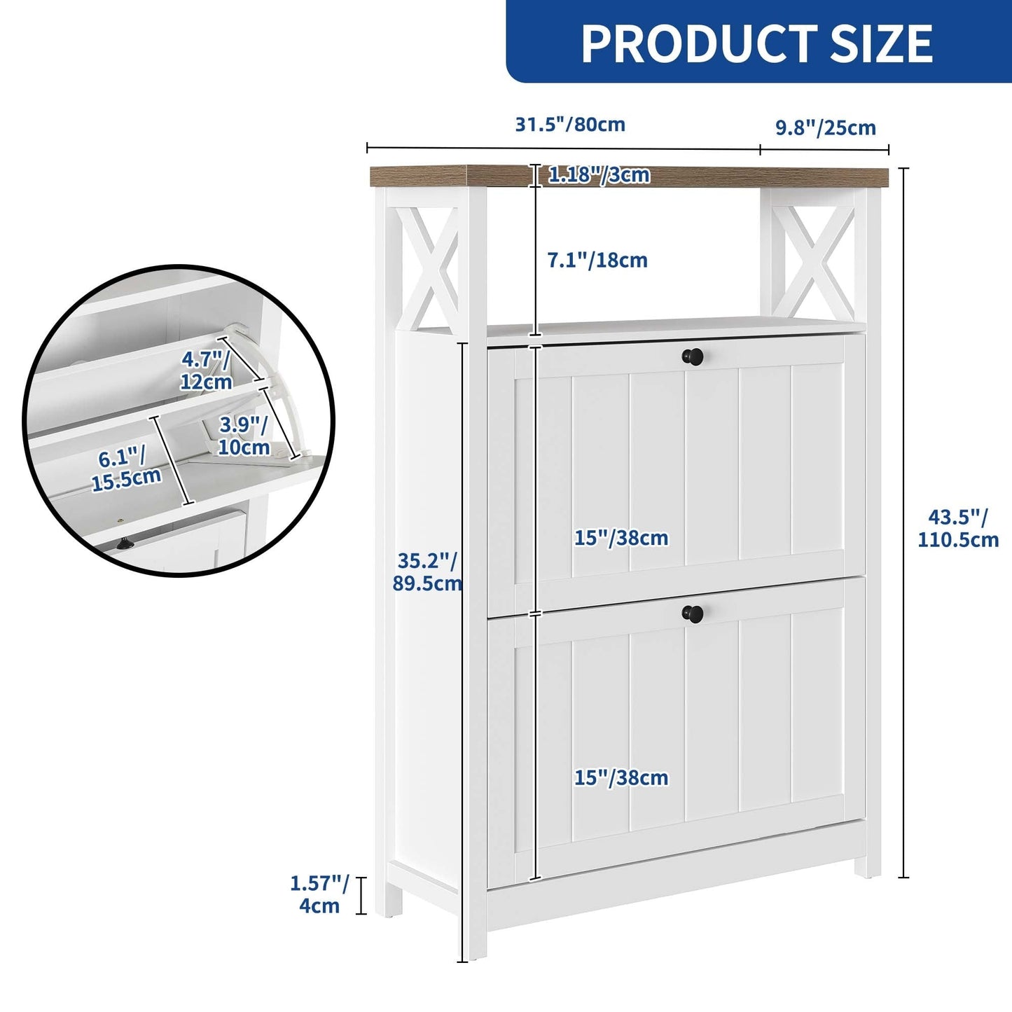 Moasis Shoe Storage Cabinet Organizer with 2 Compartments for Entryway Hallway