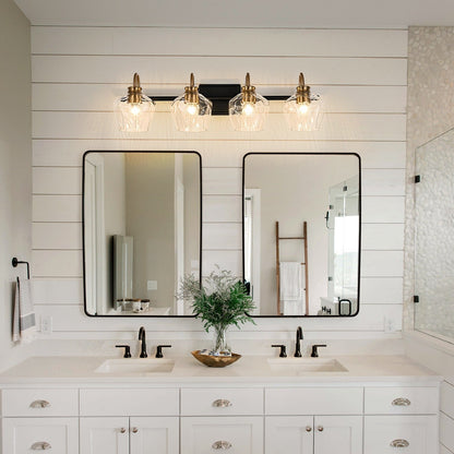 Modern 3/4-lights Bathroom Dimmable Vanity Lights Wall Sconces with Glass Shade