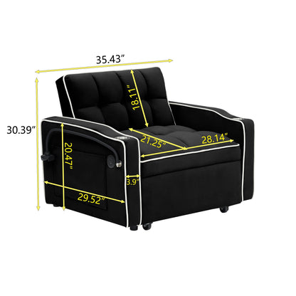 Modern 70.86 3 in 1 Single Convertible Sofa Bed with Adjustable Back and USB Charging Port for Living Room
