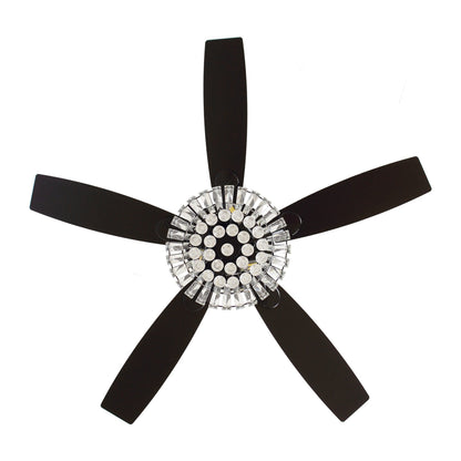 Modern Chrome 52-inch Crystal Chandelier Ceiling Fan with Remote