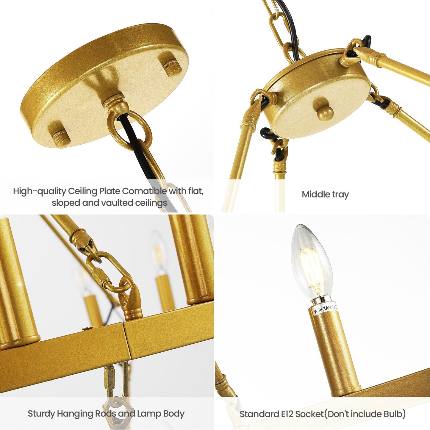 Modern Farmhouse Chandelier 2 Tier Round Wagon Wheel Chandelier Large High Ceiling Light.