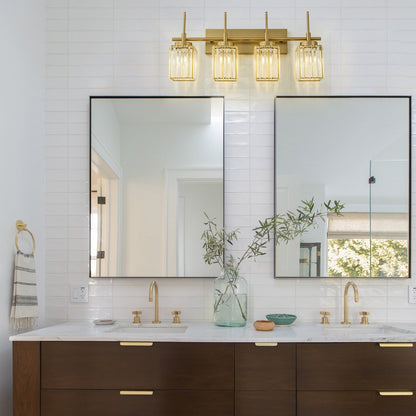 Modern Gold Dimmable Wall Light Glam Cylinder Bathroom Crystal Vanity Light Wall Sconces