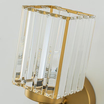 Modern Gold Dimmable Wall Light Glam Cylinder Bathroom Crystal Vanity Light Wall Sconces