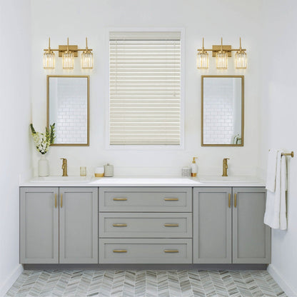 Modern Gold Dimmable Wall Light Glam Cylinder Bathroom Crystal Vanity Light Wall Sconces