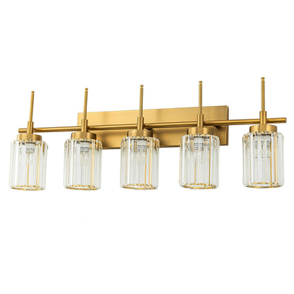 Modern Gold Dimmable Wall Light Glam Cylinder Bathroom Crystal Vanity Light Wall Sconces
