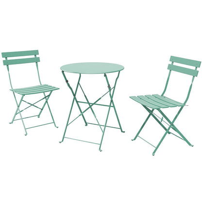 3pc Metal Folding Bistro Set, Weather-Resistant Outdoor/Indoor Conversation Set for Patio, Yard, Garden