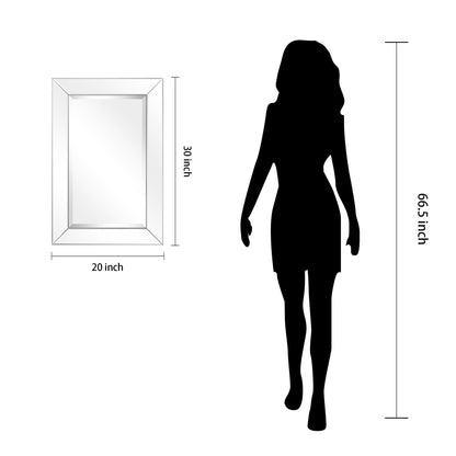 Beveled Rectangular Clear HD Wall Mounted Mirror for Bathroom, Vanity, Bedroom Mirrors, 3 sizes