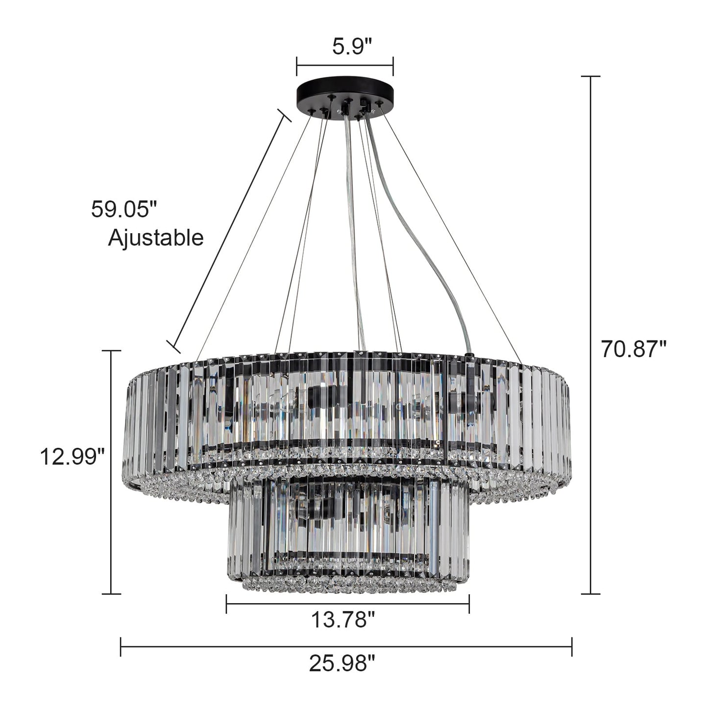 OYIPRO 6/8/12-Light Modern Round Crystal Chandelier Drum Shape Pendant Light for Kitchen Island