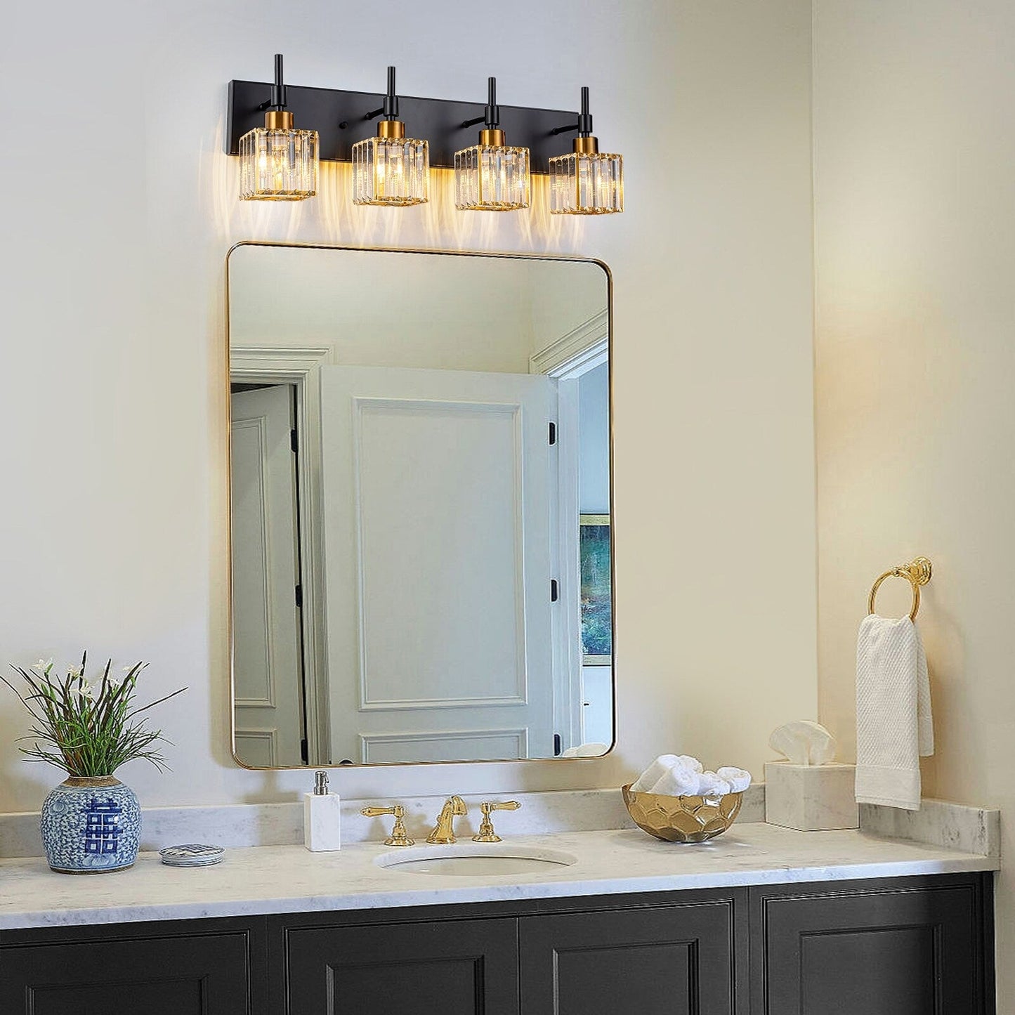 Ora Modern Dimmable Crystal Bathroom Light Fixtures Over Mirror Glam Vanity Lights