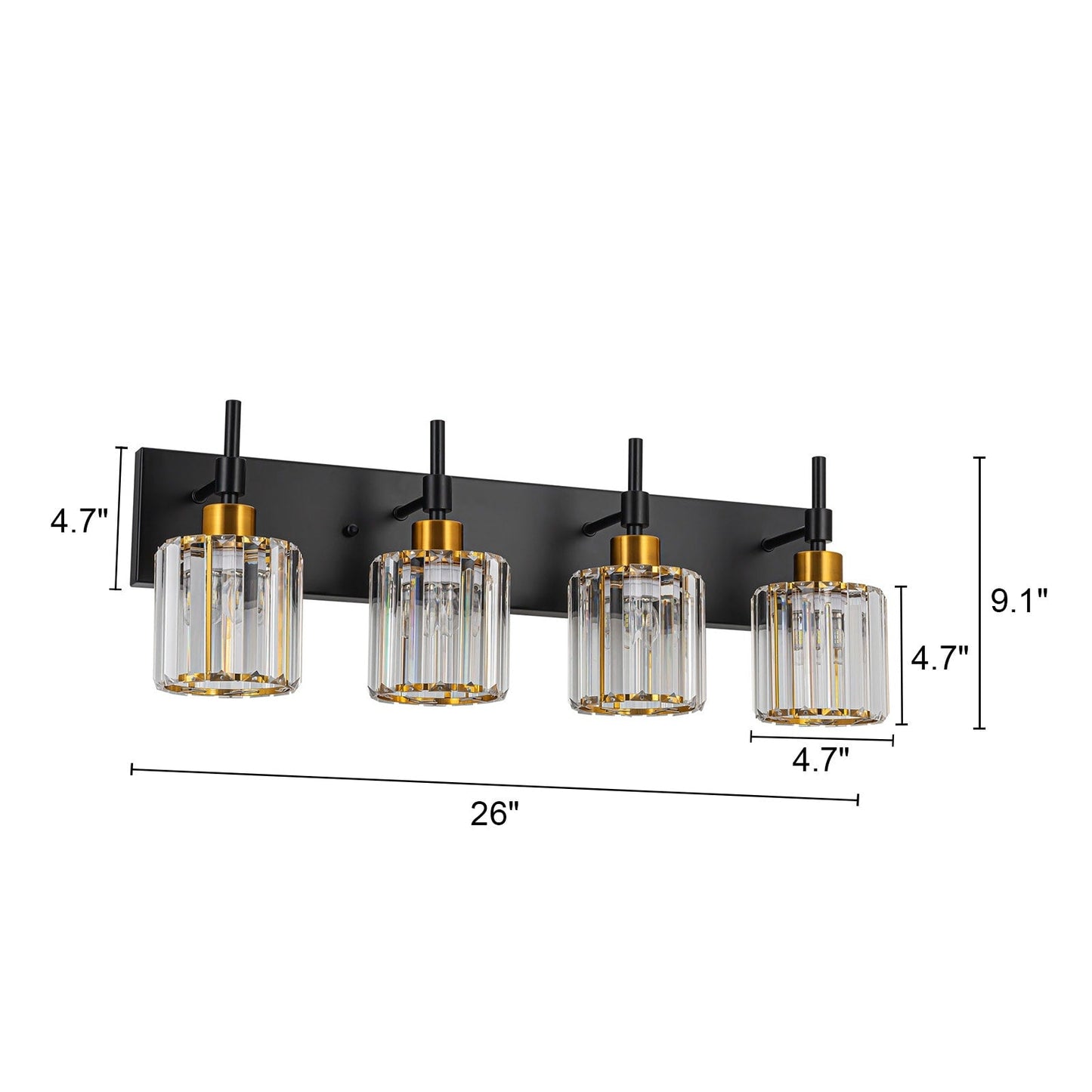 Modern Dimmable Crystal Bathroom Vanity Light Wall Sconces with Crystal Shades