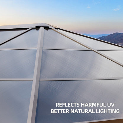 EROMMY Hardtop Gazebo,Outdoor Pergola with Double Roof & Netting & Curtains,Heavy Duty Canopy for Patio, Backyard, Pool party