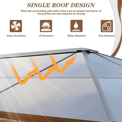 EROMMY Hardtop Gazebo,Outdoor Pergola with Double Roof & Netting & Curtains,Heavy Duty Canopy for Patio, Backyard, Pool party