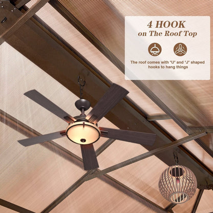 EROMMY Hardtop Gazebo,Outdoor Pergola with Double Roof & Netting & Curtains,Heavy Duty Canopy for Patio, Backyard, Pool party